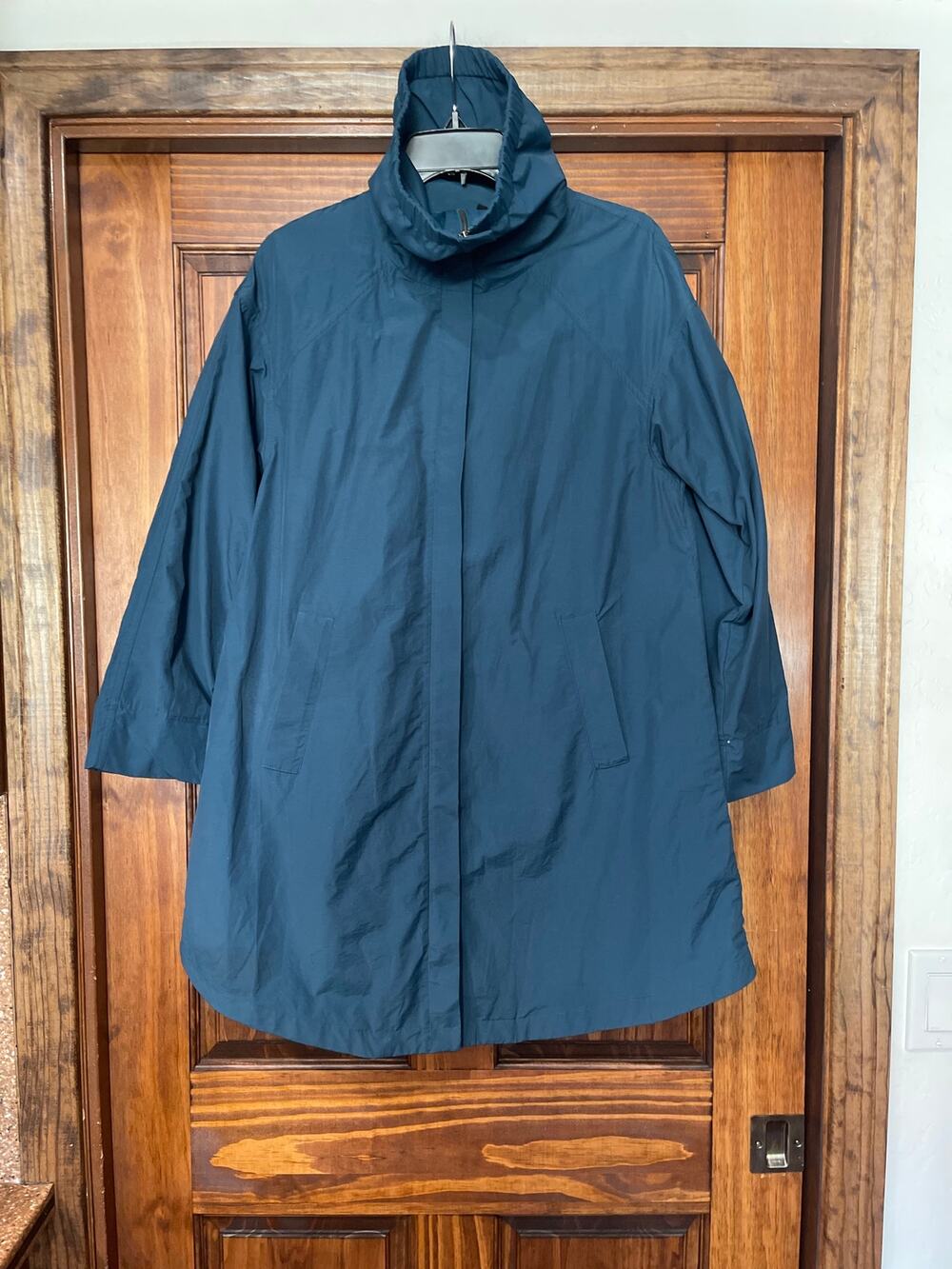 Eileen Fisher organic cotton blend funnel neck, rain/windbreaker jacket XS